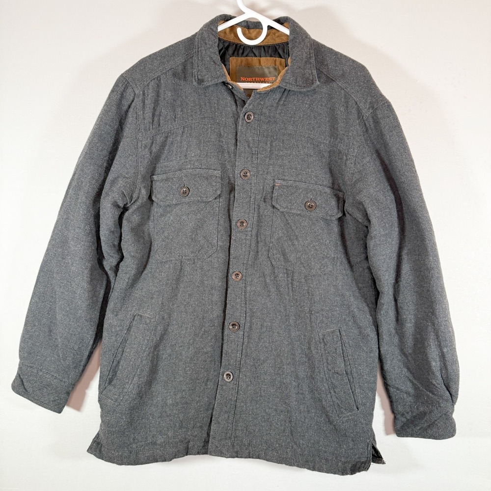 Northwest Territory Mens Wool Shirt Jacket Insulated Quilted Lined Medium‎